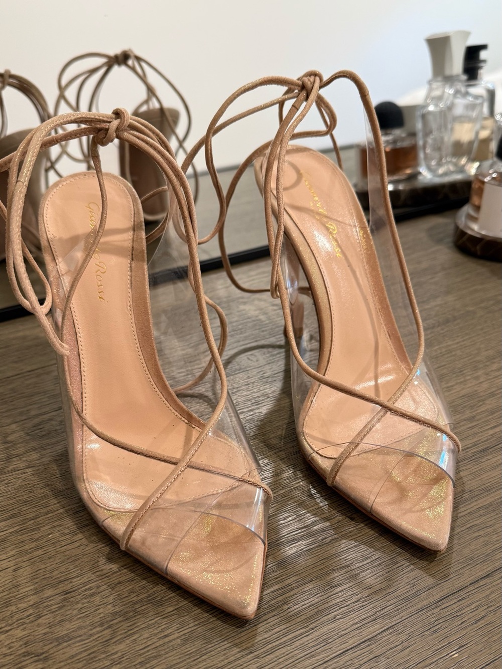 Gianvito Rossi Plexi Lace-up Heels